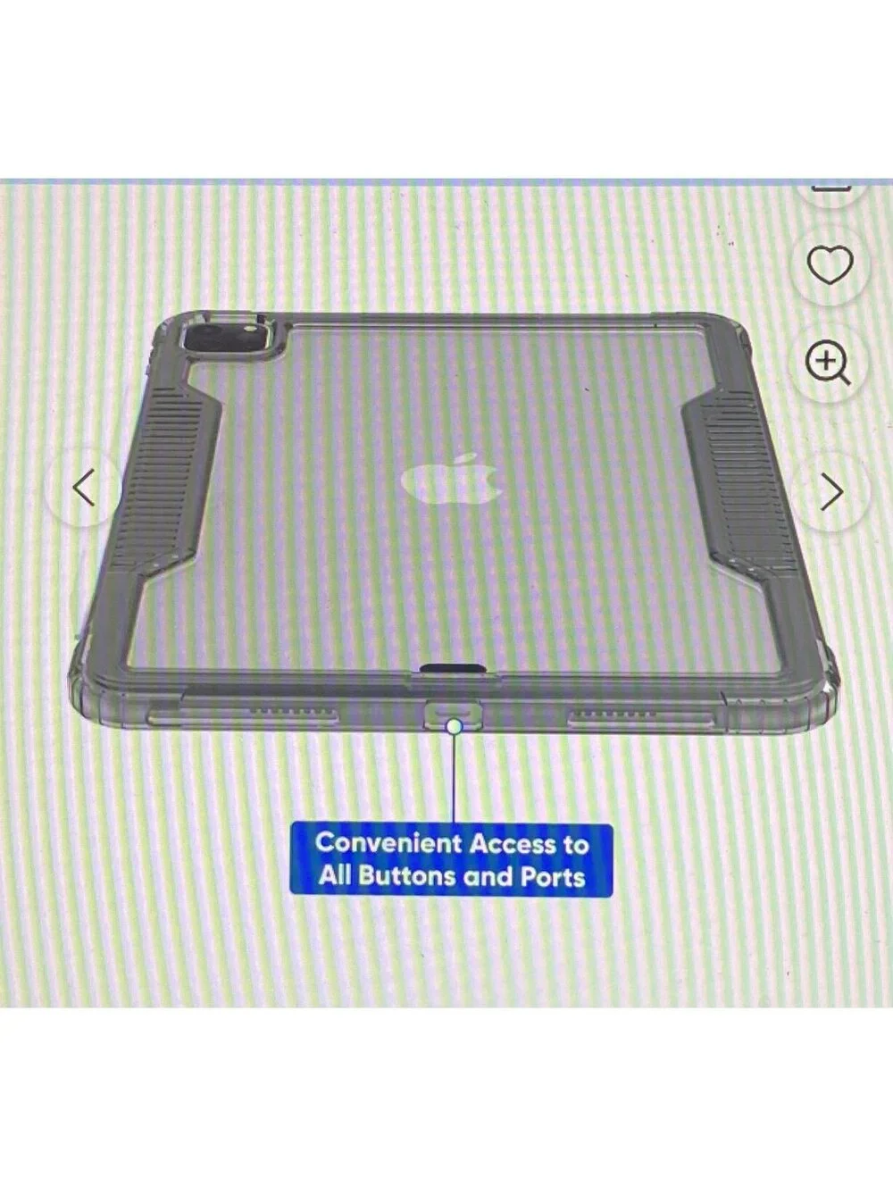 Onn Slim Rugged Tablet Case for iPad Pro 11” and iPad Air 10.9” Gray/Clear
